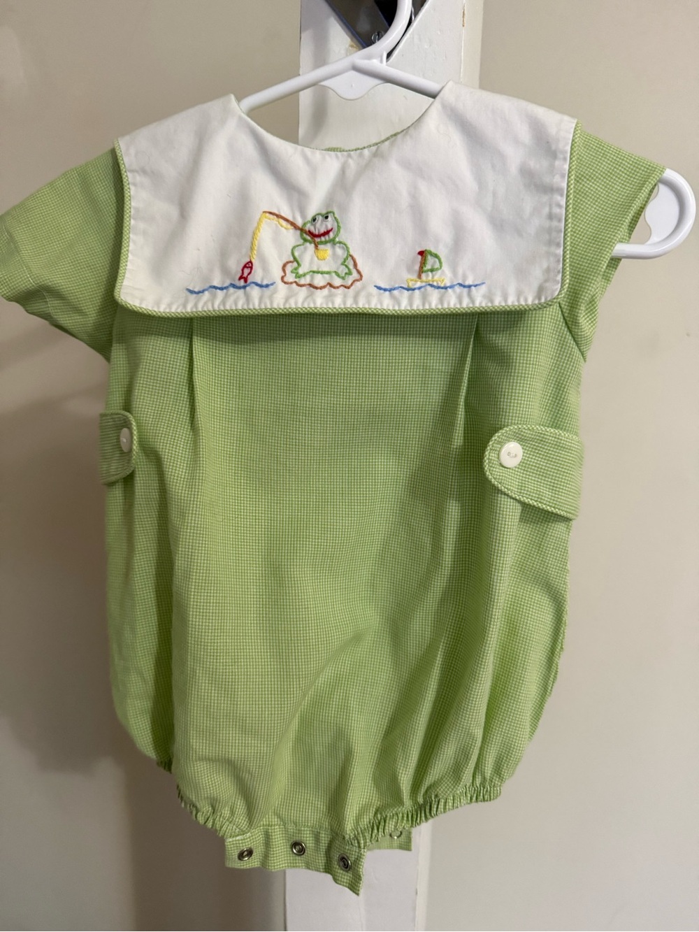 Mom & Me Embroidered Frog Bubble Romper